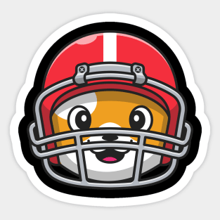 Cute Head Cat Wearing Rugby Helmet Cartoon Sticker